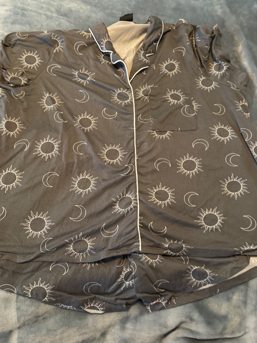 Bobeau 2X Sun Moon Celestial Pajama Set Button Top Shorts
